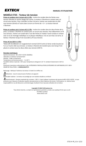Extech Instruments ET25 Voltage Tester Manuel utilisateur | Fixfr