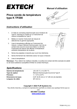 Extech Instruments TP200 Type K Pipe Clamp Temperature Probe (-4 to 200°F) Manuel utilisateur