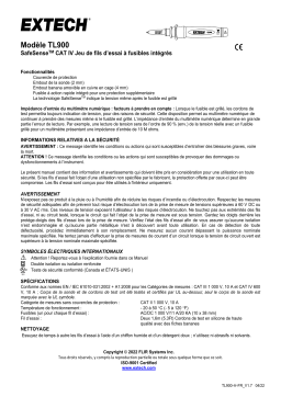 Extech Instruments TL900 SafeSense™ CAT IV Fused Test Leads Manuel utilisateur