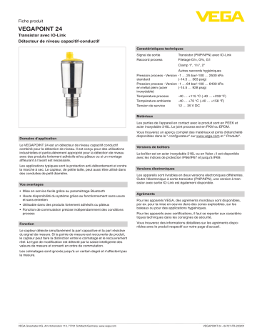 Vega VEGAPOINT 24 Compact capacitive limit switch spécification | Fixfr