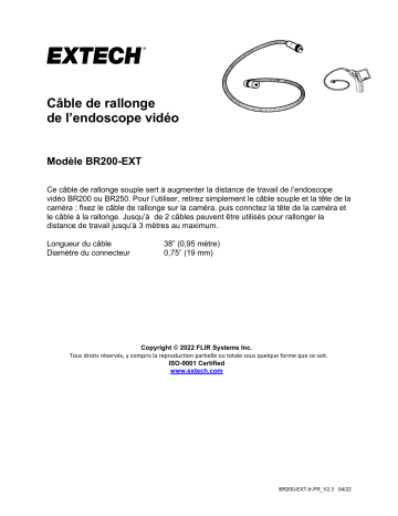 Extech Instruments BR200-EXT Extension cable for BR100/BR150/BR200/BR250 Video Borescopes Manuel utilisateur | Fixfr