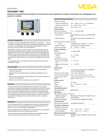 Vega VEGAMET 862 Robust controller and display instrument for level sensors spécification | Fixfr