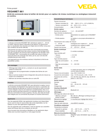 Vega VEGAMET 861 Robust controller and display instrument for level sensors spécification | Fixfr