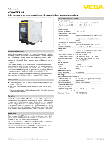 Vega VEGAMET 141 Compact controller and display instrument for level sensors spécification | Fixfr