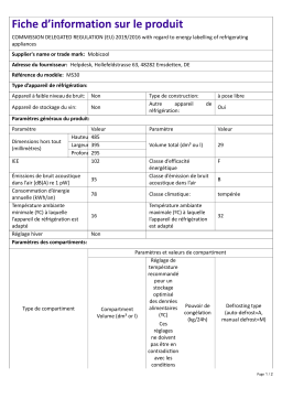 Dometic MS30 | Product Information Sheet FR Information produit