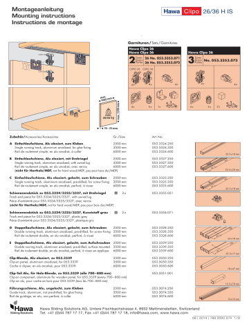 Hafele 405.02.404 Sliding Door Hardware  Guide d'installation | Fixfr