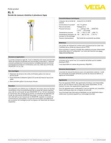Vega EL 3 Conductive multiple rod electrode spécification | Fixfr