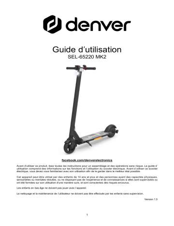 SEL-65220ORANGE MK2 | Denver SEL-65220LIME MK2 Electric Scooter Manuel utilisateur | Fixfr