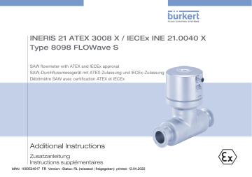 Burkert 8098 FLOWave SAW flowmeter Manuel utilisateur | Fixfr