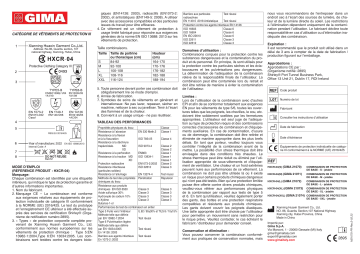 21072 | 21073 | 21071 | 21074 | Gima 21070 BASIC INSULATION COVERALL - Type 5B-6B - S - disposable Manuel du propriétaire | Fixfr