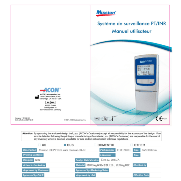 Gima 23926 MISSION® PT/INR COAGULATION MONITORING SYSTEM Manuel du propriétaire | Fixfr