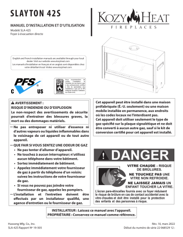 Kozyheat Slayton 42S Gas Fireplace Manuel du propriétaire | Fixfr