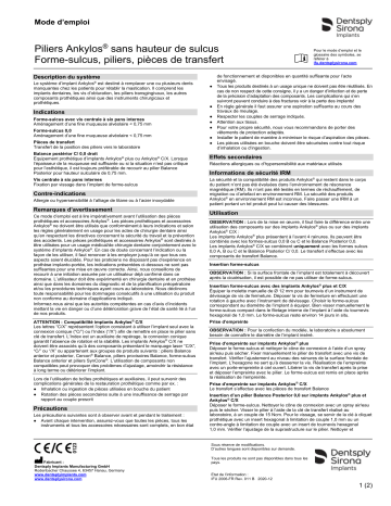 Dentsply Sirona IMP-IFU-Ankylos-Abutment-Parts- Mode d'emploi | Fixfr