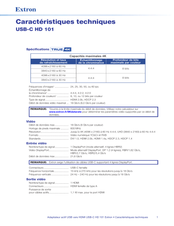 Extron USB-C HD 101 spécification | Fixfr