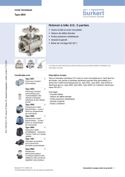 Burkert 2654 2/2-way ball valve 3-piece Fiche technique