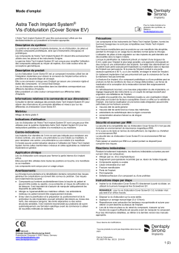 Dentsply Sirona IMP-IFU-Astra-Tech-Implant-System-Cover-Screw-EV-FR-5697-2018-04 Mode d'emploi