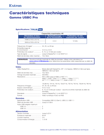 Extron USBC Pro Series spécification | Fixfr