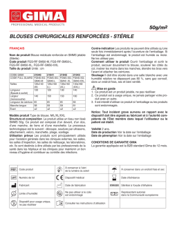 Gima 21052 REINFORCED SURGICAL GOWNS 50 g/m2 120x140 cm - size M - sterile Manuel du propriétaire