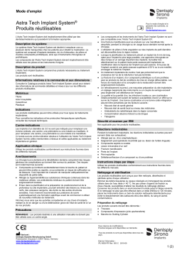 Dentsply Sirona IMP-IFU-Astra-Tech-Implant-System-Reusable-Products-FR-5683-2019-09 Mode d'emploi