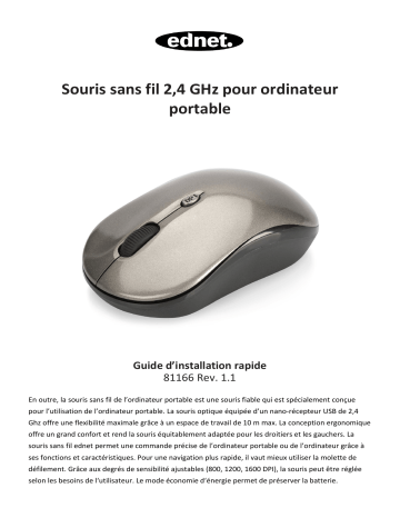 Ednet 81166 Wireless Notebook Mouse, 2.4 GHz Guide de démarrage rapide | Fixfr