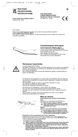 KaVo DURAtec 2903 D Mode d'emploi | Fixfr