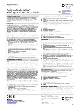Dentsply Sirona IMP-IFU-Xive-Implant-System-Xive-S-plus-Implants-D3.4-D5.5-FR-2601-2020-08 Mode d'emploi