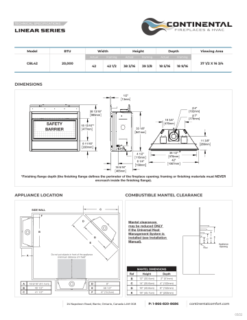 CBL42NTEA | Continental Fireplaces CBL42NTE Direct Vent Gas Fireplace spécification | Fixfr