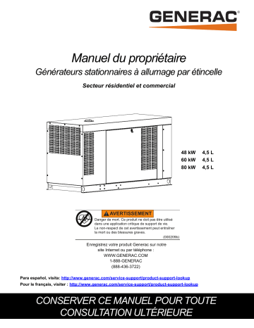 Generac 48kW RG04845JNAX Standby Generator Manuel utilisateur | Fixfr