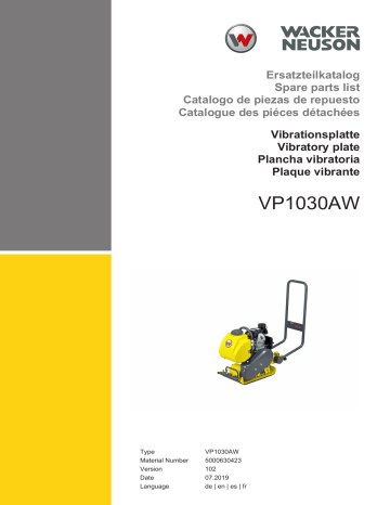 Wacker Neuson VP1030AW Single direction Vibratory Plate Manuel utilisateur | Fixfr