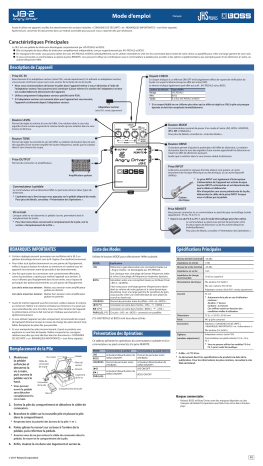 Boss JB-2 Angry Driver Manuel du propriétaire | Fixfr
