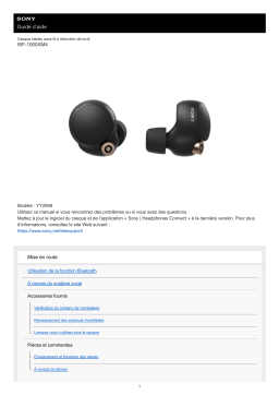 Sony WF-1000XM4 Ecouteurs sans fil Bluetooth à Réduction de Bruit Manuel utilisateur