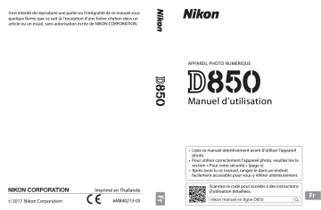 Nikon D850 Manuel utilisateur | Fixfr