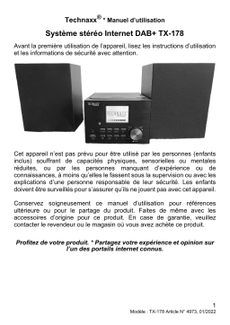 Technaxx TX-178 DAB+ Internet Stereo System Manuel du propriétaire