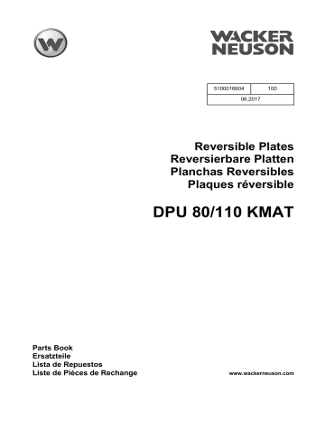 Wacker Neuson DPU 80/110 KMAT Reversible Vibratory Plate Manuel utilisateur | Fixfr