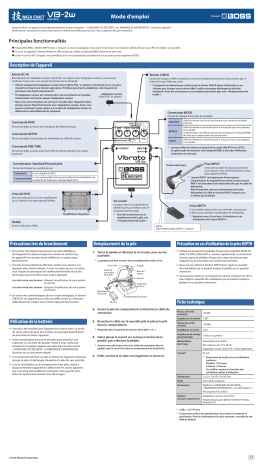 Boss VB-2W Vibrato Manuel du propriétaire | Fixfr