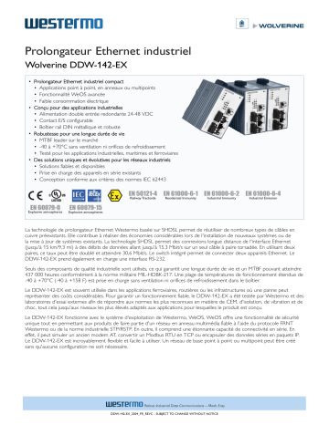 Westermo DDW-142-EX EX approved Industrial Ethernet Extender Fiche technique | Fixfr