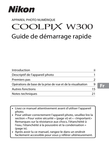 Nikon COOLPIX W300 Guide de démarrage rapide | Fixfr