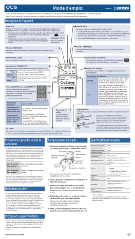 Boss OC-5 Octave Manuel du propriétaire | Fixfr