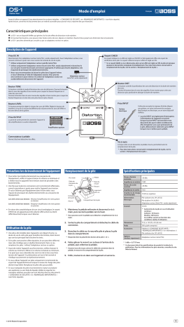 Boss DS-1 Distortion Manuel du propriétaire | Fixfr