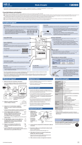 Boss NS-2 Noise Suppressor Manuel du propriétaire | Fixfr