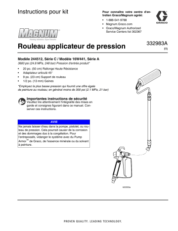 Graco 332983A - Magnum Pressure Roller Kit Manuel du propriétaire | Fixfr