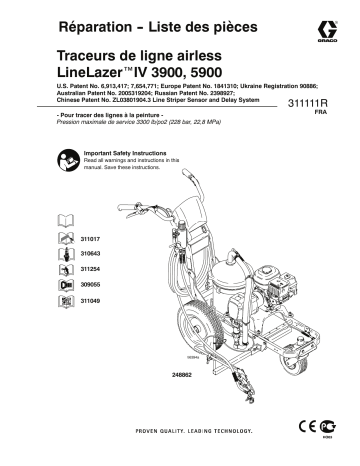 Graco 311111R - Line Lazer IV 3900, 5900 Airless Line Striper, Repair-Parts Manuel du propriétaire | Fixfr
