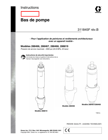 Graco 311845b , Bas de pompe Manuel du propriétaire | Fixfr