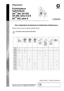 Graco 310816H, GH 200, GH 230, GH 300, EH 200 Manuel du propriétaire