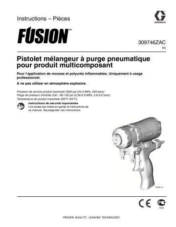 Graco 309746ZAC - Fusion Plural Component, Impingement Mix, Air Purge Spray Gun Mode d'emploi | Fixfr