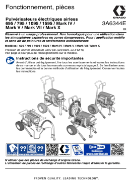 Graco 3A6344E, Pulvérisateurs électriques airless 695 / 795 / 1095 / 1595 / Mark IV / Mark V / Mark VII / Mark X, Français Manuel du propriétaire