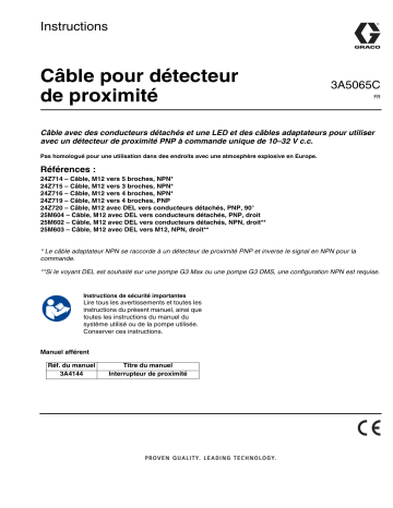 Graco 3A5065C, Câble pour détecteur de proximité Manuel du propriétaire | Fixfr