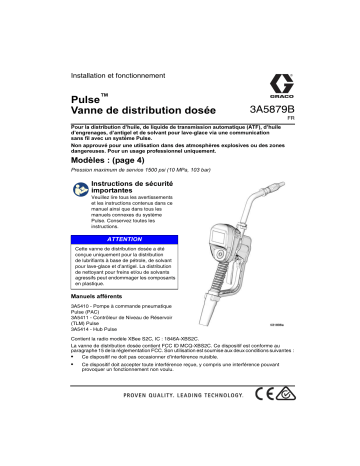 Graco 3A5879B - Pulse - Vanne de distribution dosée, Français Manuel du propriétaire | Fixfr