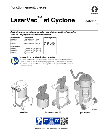 Graco 3A6167E, LazerVac et Cyclone, Fonctionnement, pièces, français  Manuel du propriétaire | Fixfr