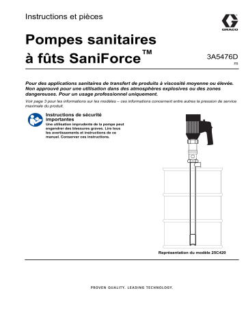Graco 3A5476D, Pompes sanitaires à fûts SaniForce Mode d'emploi | Fixfr